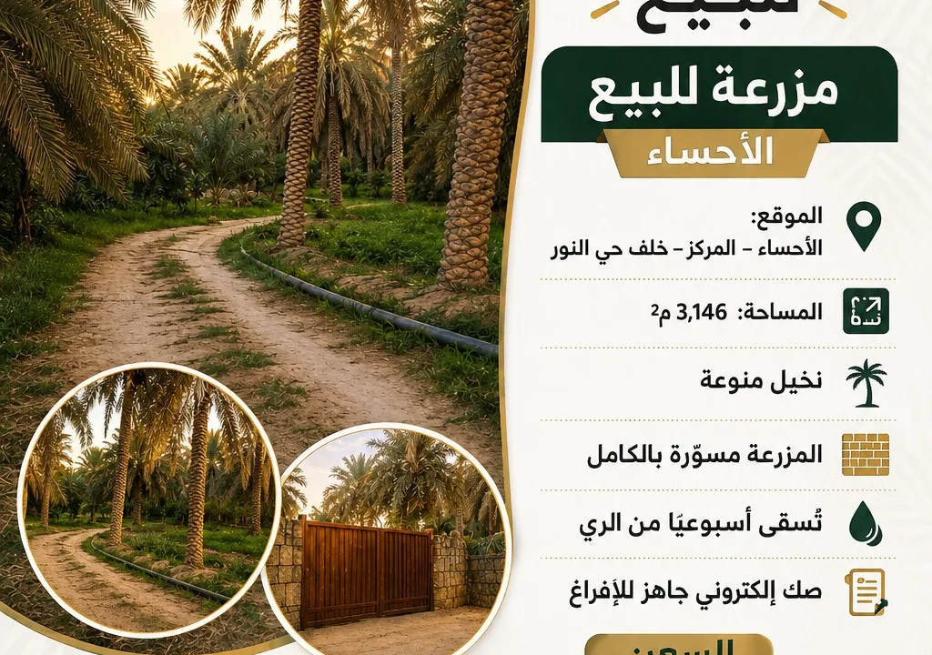 مزرعة للبيع في المركز خلف حي النور